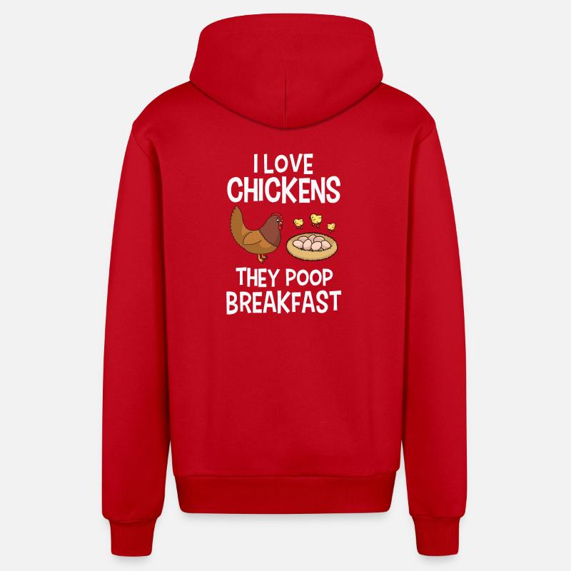 Poulets - Veste à capuche bio décontractée fabriquée en UE - rouge