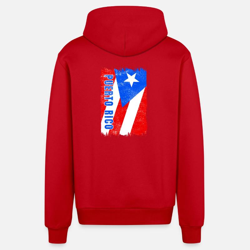 Drapeau de Porto Rico - Veste à capuche bio décontractée fabriquée en UE - rouge