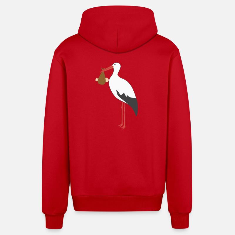 Cigogne apportant un bébé - Veste à capuche bio décontractée fabriquée en UE - rouge