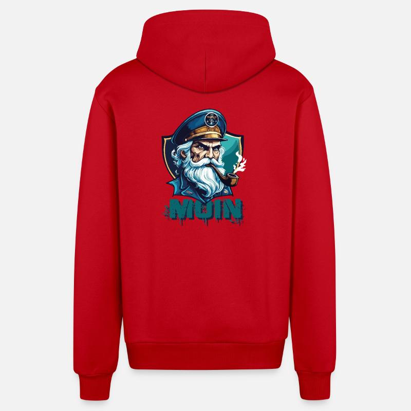 MOIN - Grim Captain with Whistle - Organic Relaxed Hooded Jacket Made in EU - red