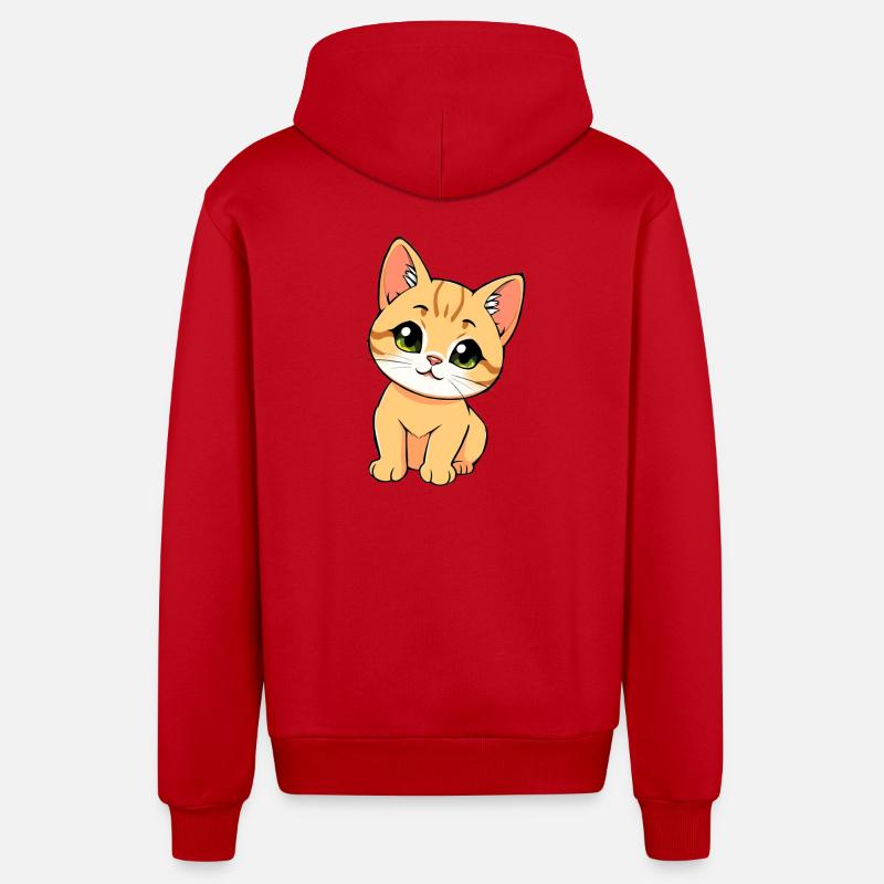 Chat mignon - Veste à capuche bio décontractée fabriquée en UE - rouge