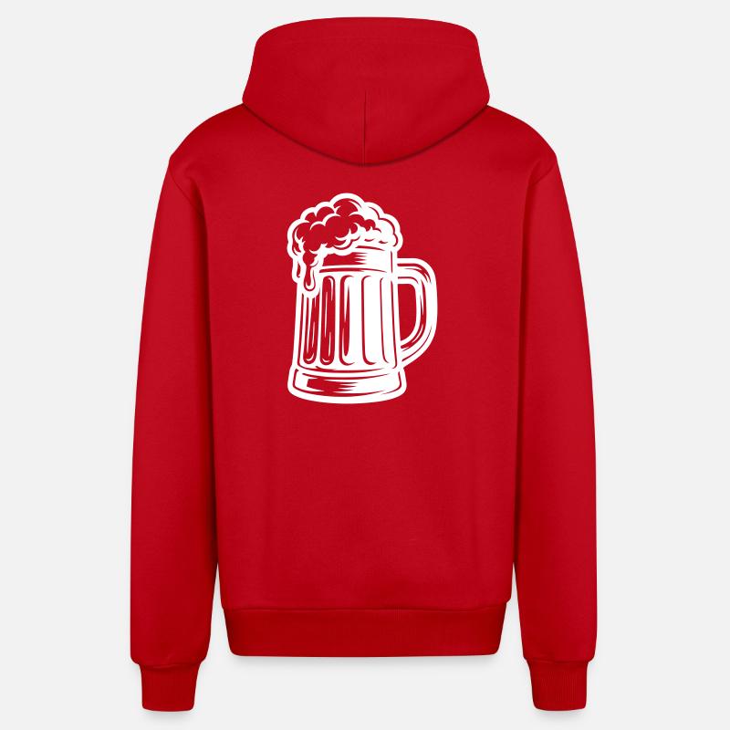 Icône de chope de bière - Veste à capuche bio décontractée fabriquée en UE - rouge