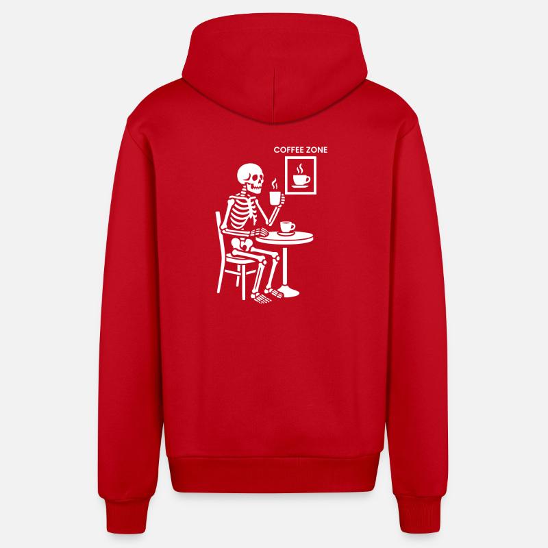 Zone de café squelette - Veste à capuche bio décontractée fabriquée en UE - rouge