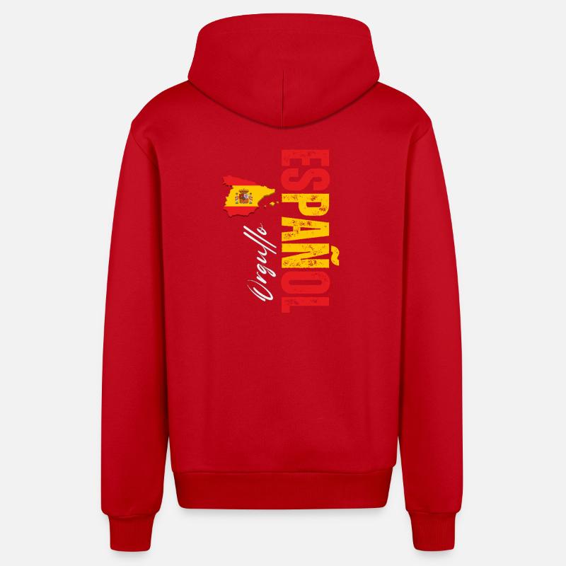 Spanish Pride, conception verticale - Veste à capuche bio décontractée fabriquée en UE - rouge