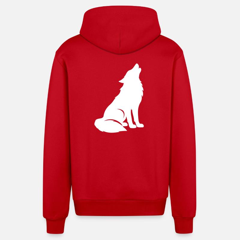 Silhouette de loup - Veste à capuche bio décontractée fabriquée en UE - rouge