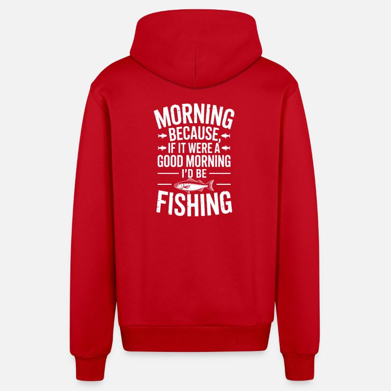 Citation de pêche matinale Tee - Veste à capuche bio décontractée fabriquée en UE - rouge