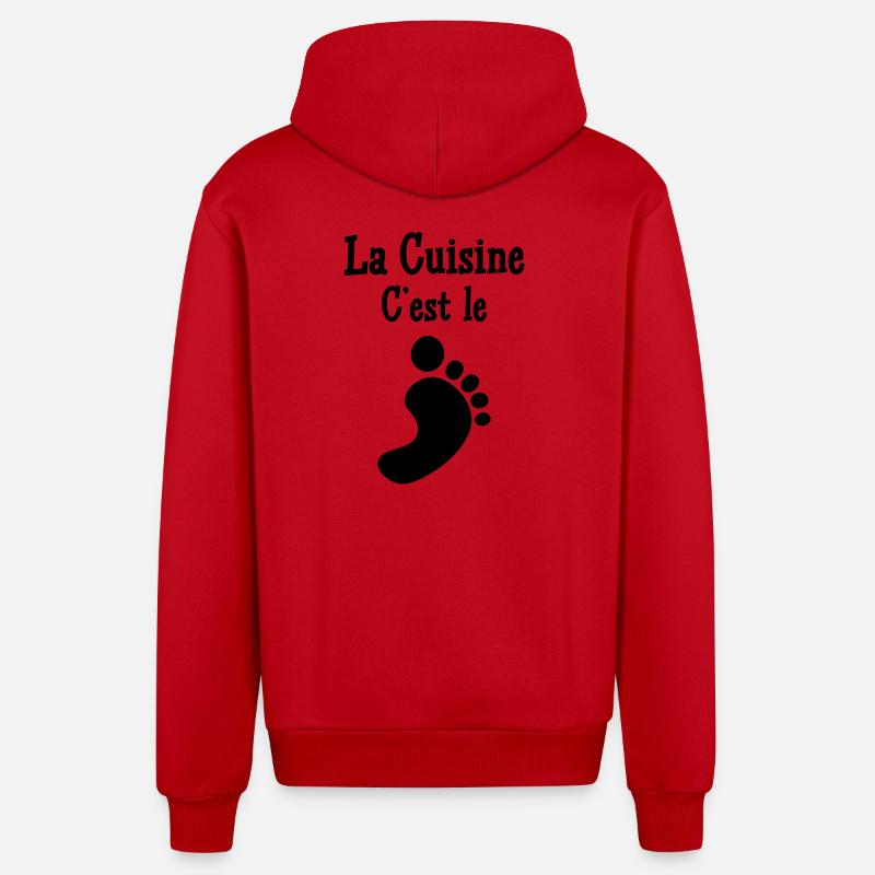 La cuisine c’est le pied - Veste à capuche bio décontractée fabriquée en UE - rouge