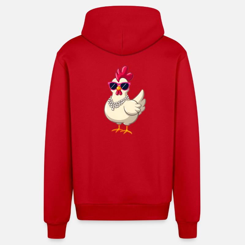 Poulet - Veste à capuche bio décontractée fabriquée en UE - rouge