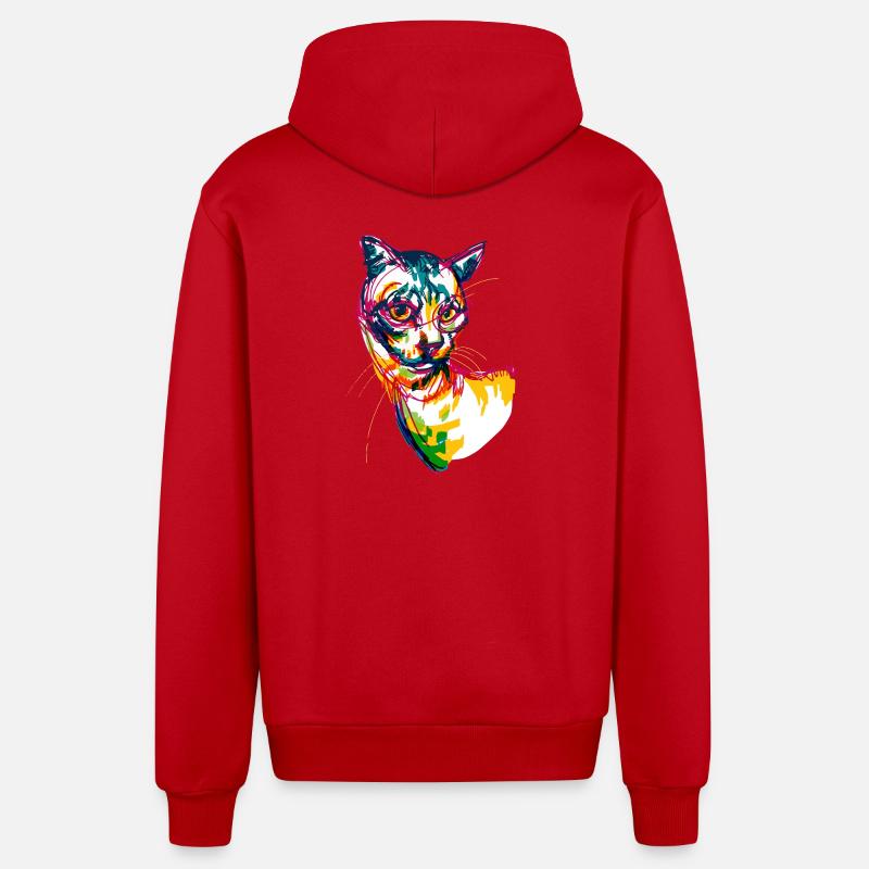 Neon Cat - Veste à capuche bio décontractée fabriquée en UE - rouge