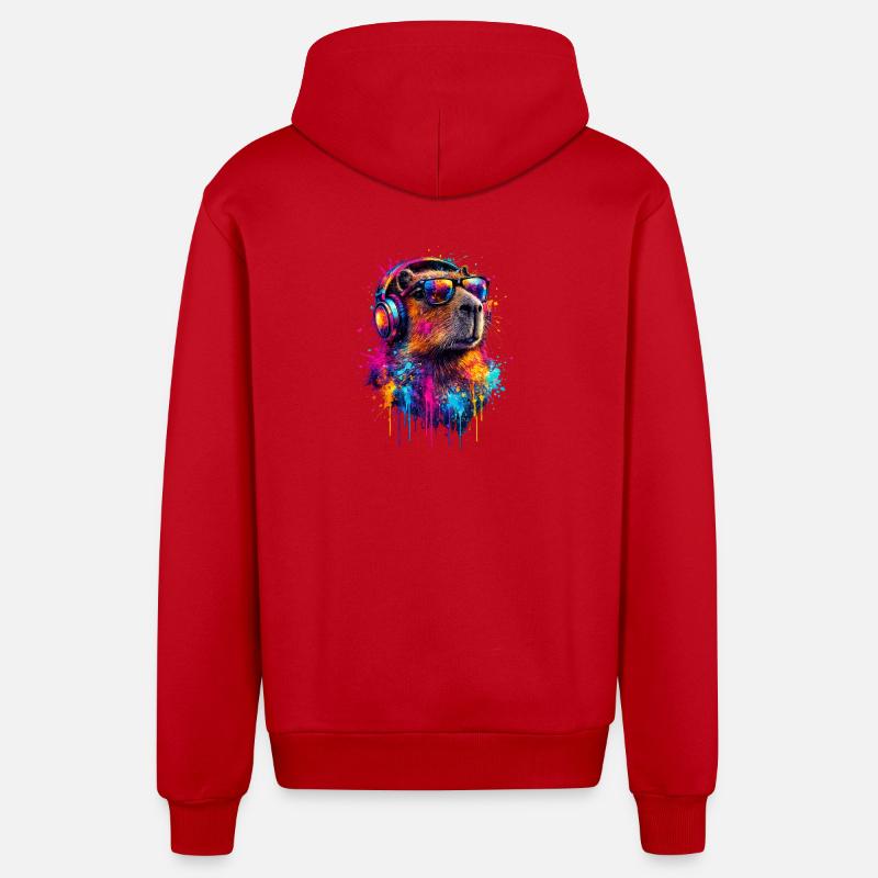 Capybara - Organic Relaxed Hooded Jacket Made in EU - red