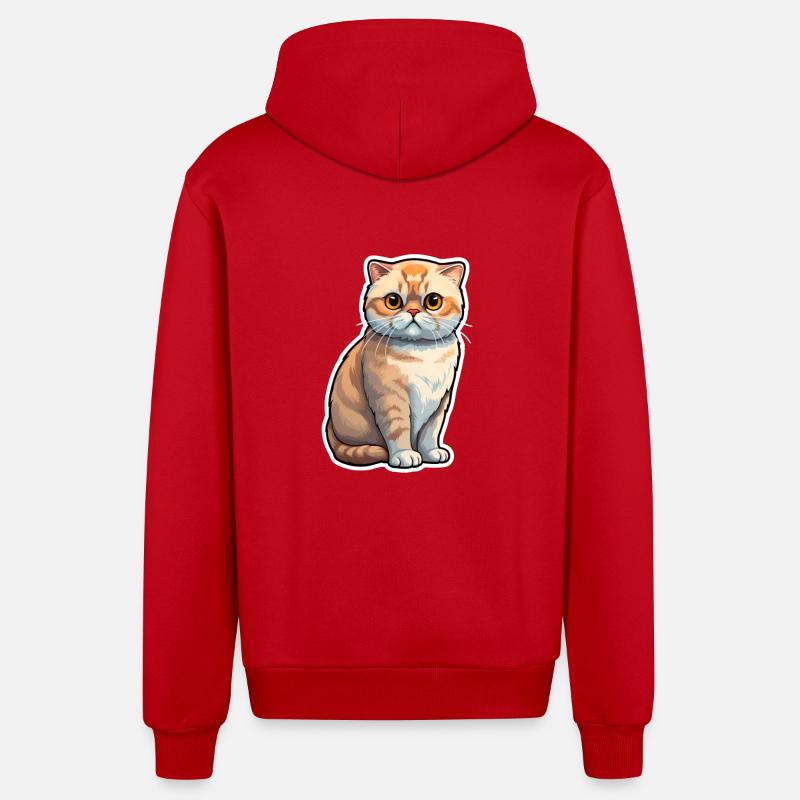 Chat Scottish Fold - Veste à capuche bio décontractée fabriquée en UE - rouge