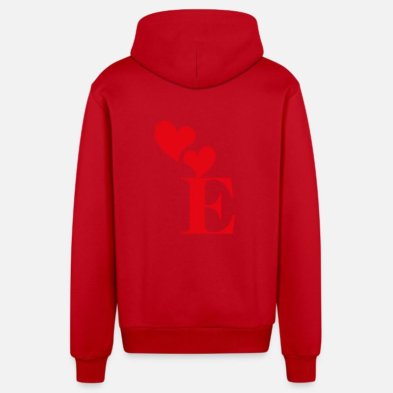 Buchstabe e rotes Herz - Organic Relaxed Kapuzenjacke Made in EU - Rot