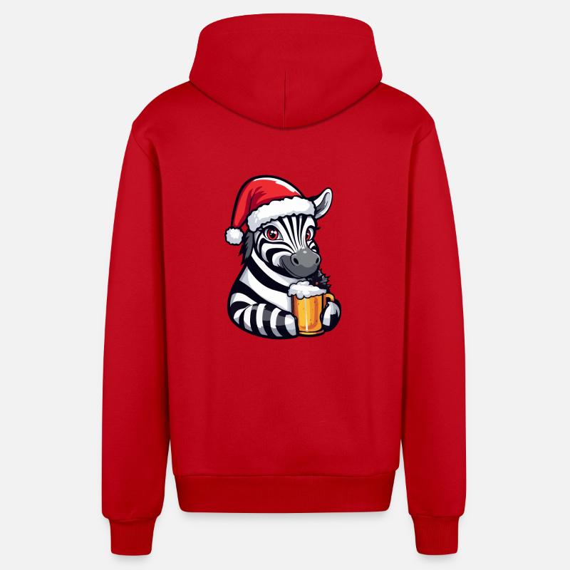 Zebra Bière de Noël Drôle - Veste à capuche bio décontractée fabriquée en UE - rouge