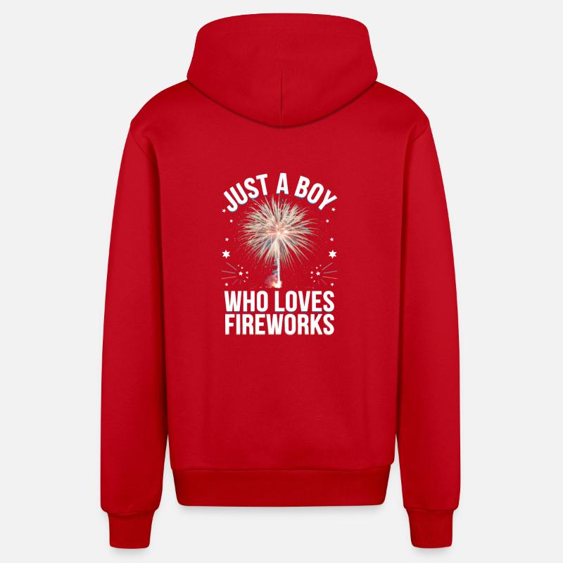 Pyrotechnics Fireworks Pyrotechnics - Organic Relaxed Hooded Jacket Made in EU - red