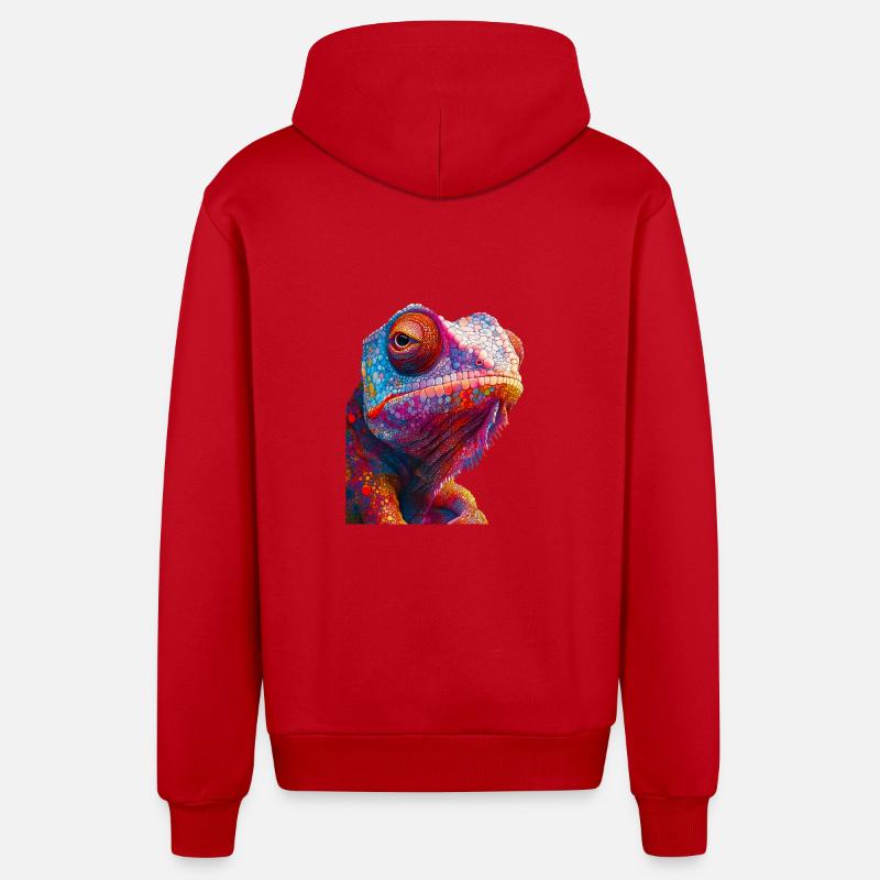 Caméléon - Veste à capuche bio décontractée fabriquée en UE - rouge