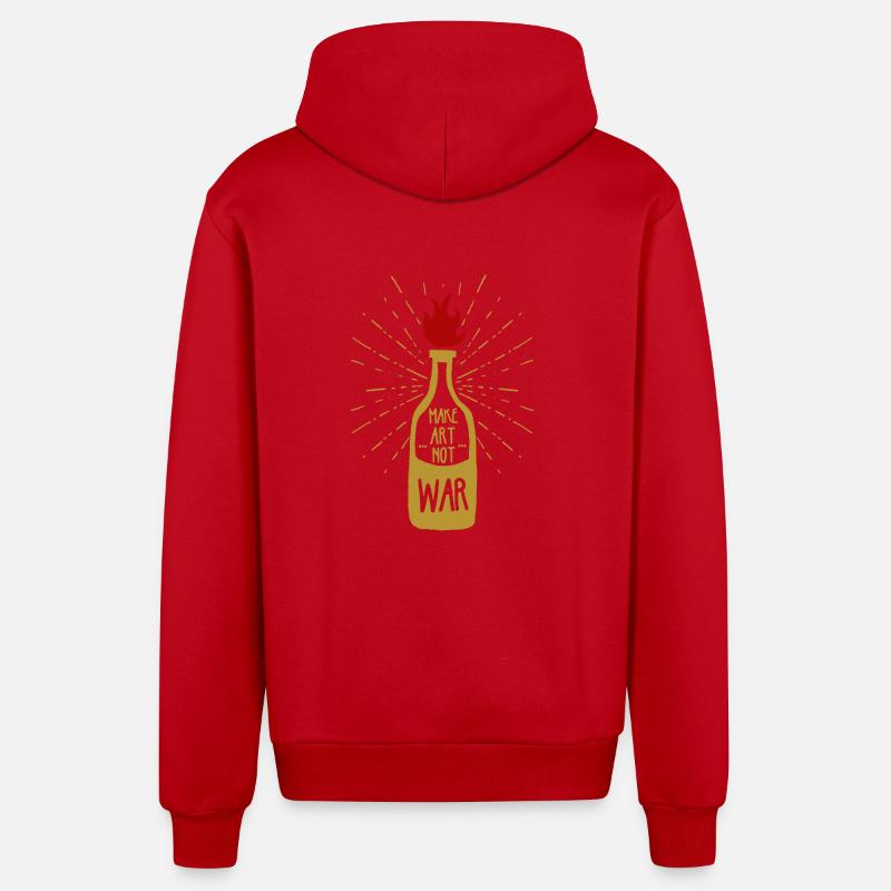 Make art not war - Organic Relaxed Hooded Jacket Made in EU - red