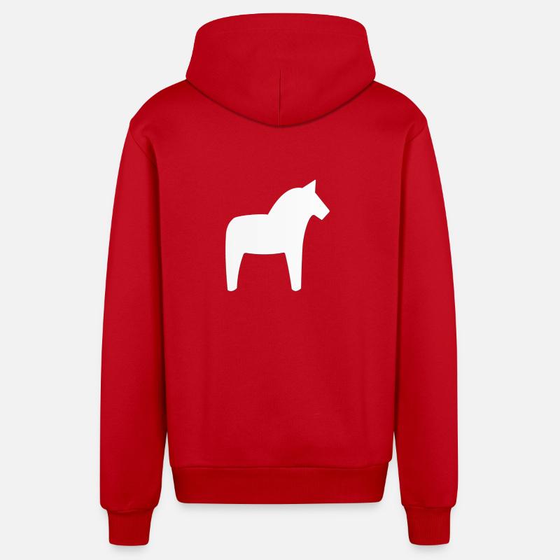 Dalahäst Pferd Schweden - Organic Relaxed Kapuzenjacke Made in EU - Rot