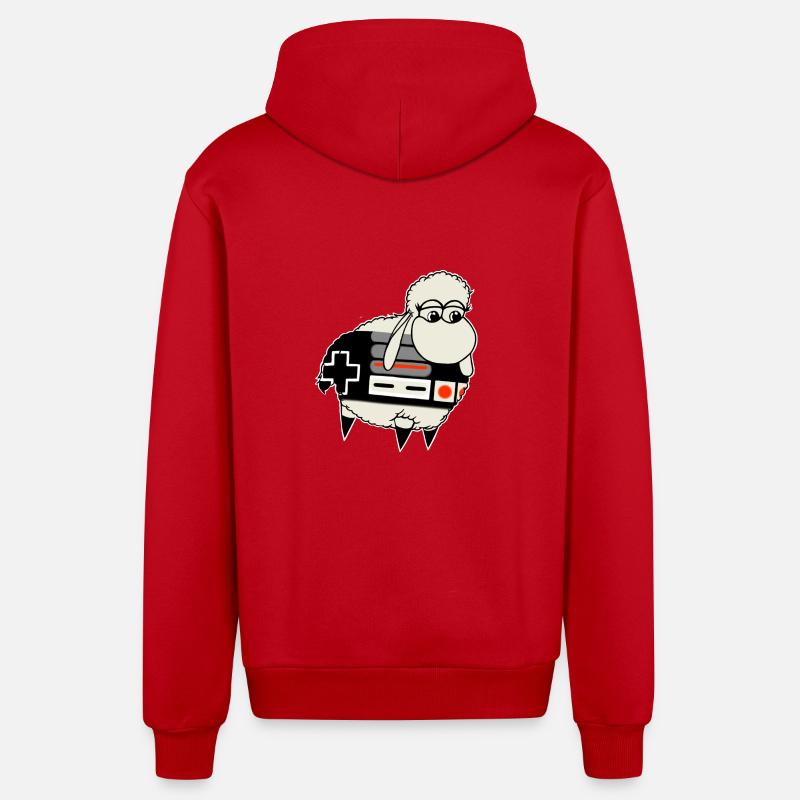 Manette rétro Wolly Sheepling - Veste à capuche bio décontractée fabriquée en UE - rouge