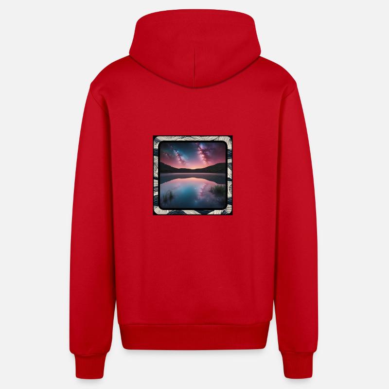 Paysage marin avec reflets - Veste à capuche bio décontractée fabriquée en UE - rouge
