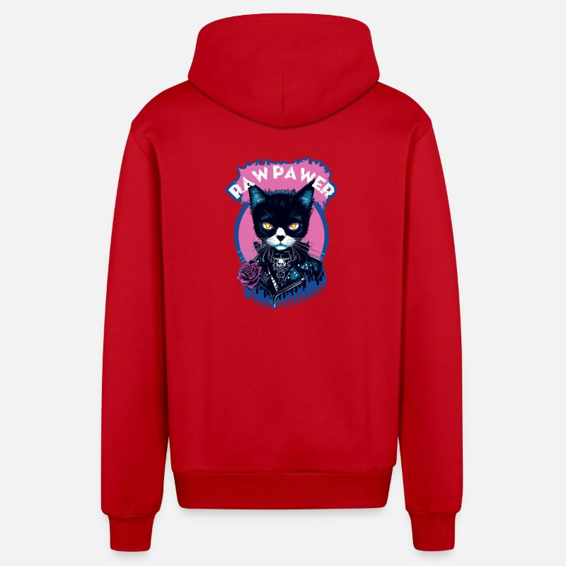 Chat Gothique - Veste à capuche bio décontractée fabriquée en UE - rouge