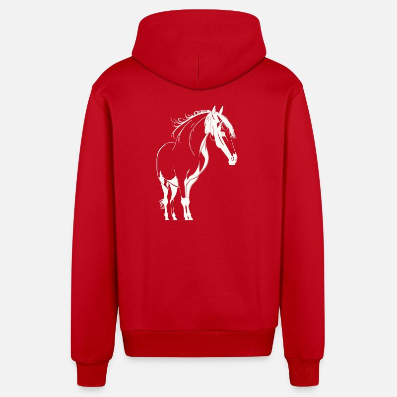 Cheval majestueux - Veste à capuche bio décontractée fabriquée en UE - rouge