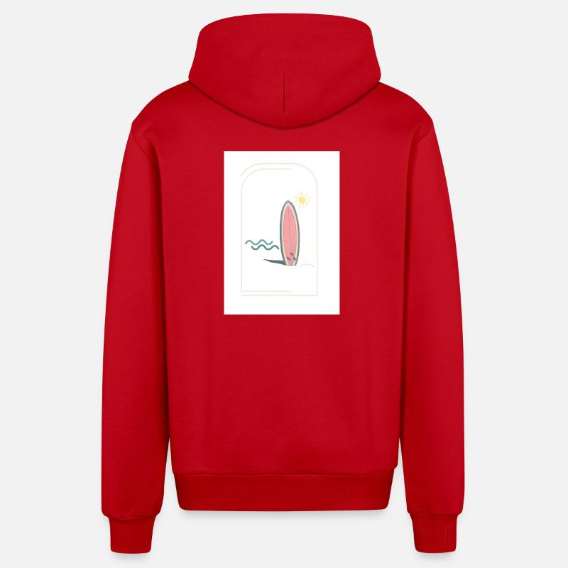 Planche de surf Sunrise Design - Veste à capuche bio décontractée fabriquée en UE - rouge