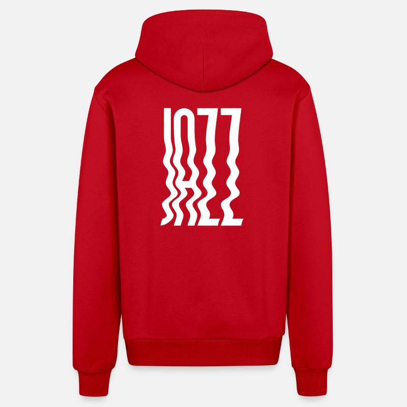 Logo abstrait Wavy Jazz - Veste à capuche bio décontractée fabriquée en UE - rouge