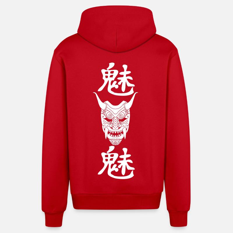 Démon blanc japonais - Veste à capuche bio décontractée fabriquée en UE - rouge
