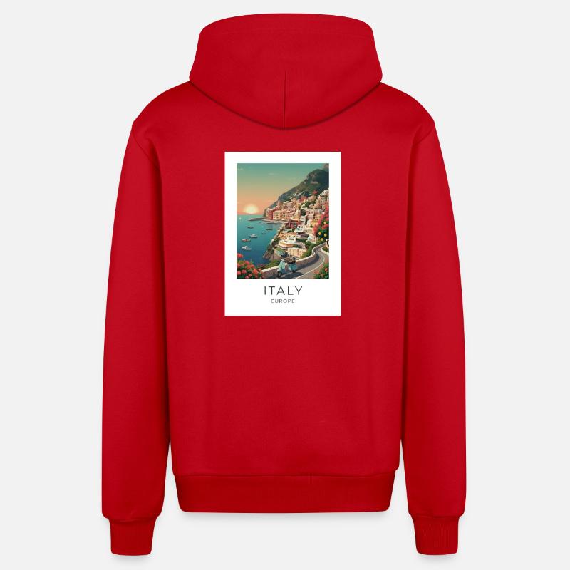 Italia Coastal Magic Motorcycle - Veste à capuche bio décontractée fabriquée en UE - rouge