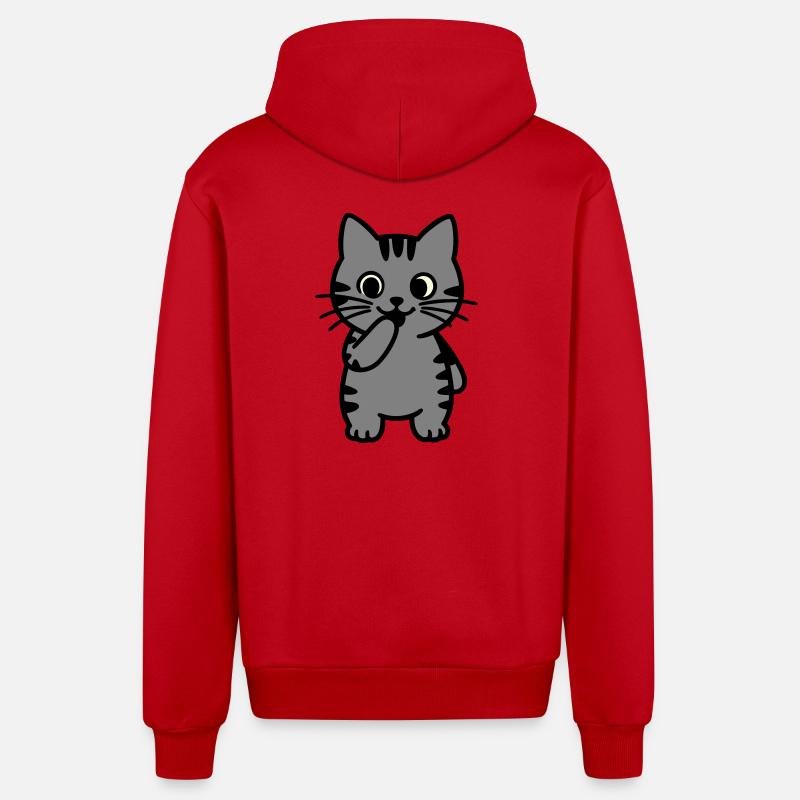 Tigre Chat Tigre-Tigre-Trois Couleurs - Veste à capuche bio décontractée fabriquée en UE - rouge