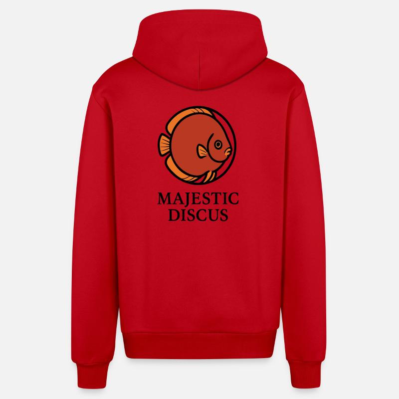 Logo Majestueux Poisson Discus Circulaire - Veste à capuche bio décontractée fabriquée en UE - rouge