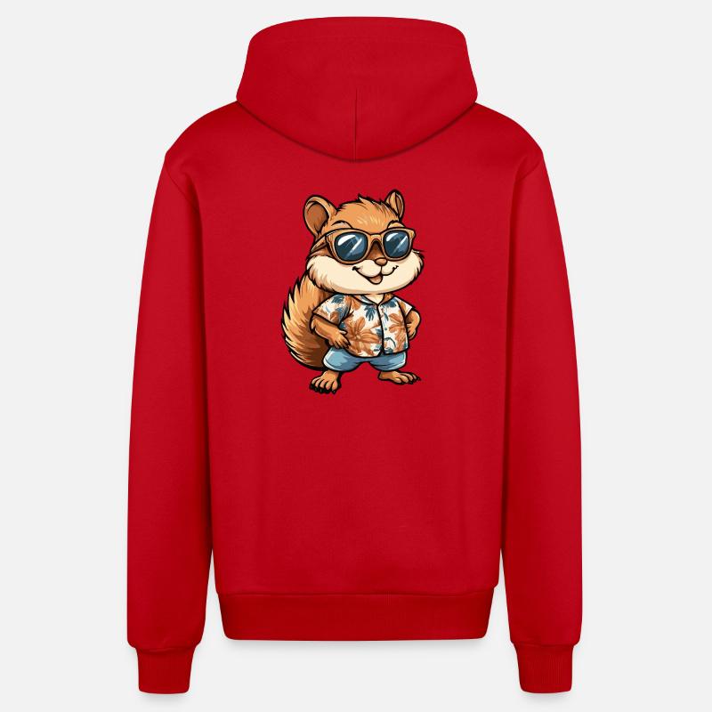 Eichhörnchen Comic Urlaub - Organic Relaxed Kapuzenjacke Made in EU - Rot