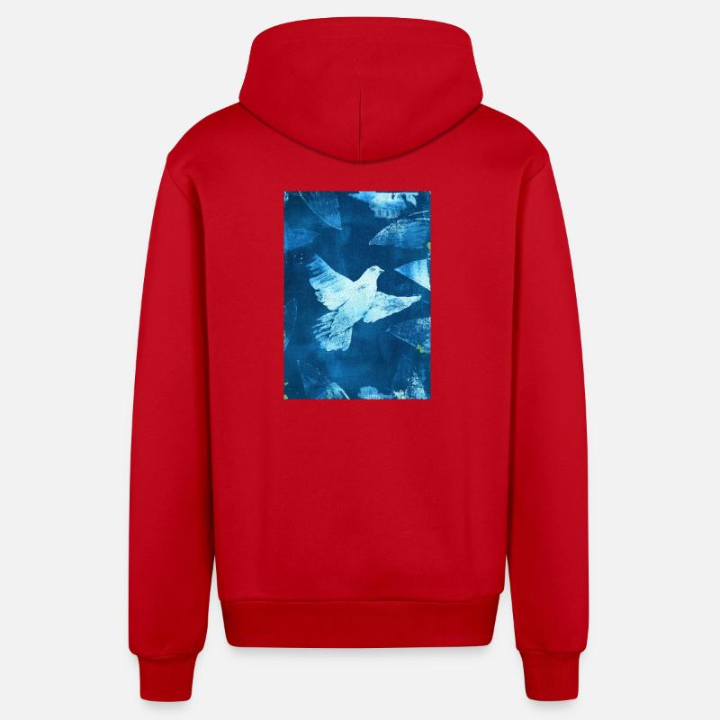 Blue Dove Peace Visual - Veste à capuche bio décontractée fabriquée en UE - rouge