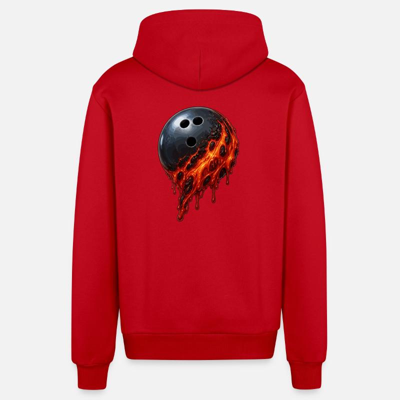 Boule de bowling en lave - Veste à capuche bio décontractée fabriquée en UE - rouge