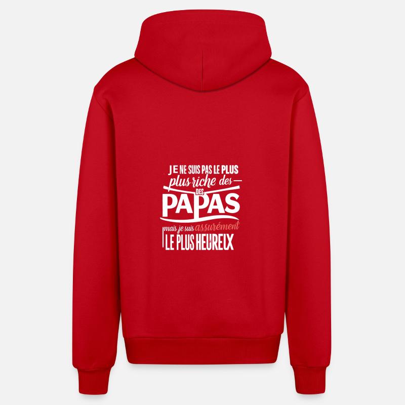 JE NE SUIS PAS LE PLUS RICHE DES PAPAS - Veste à capuche bio décontractée fabriquée en UE - rouge