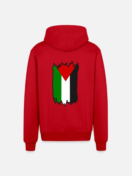 Free palestine - Organic Relaxed Hooded Jacket Made in EU - red