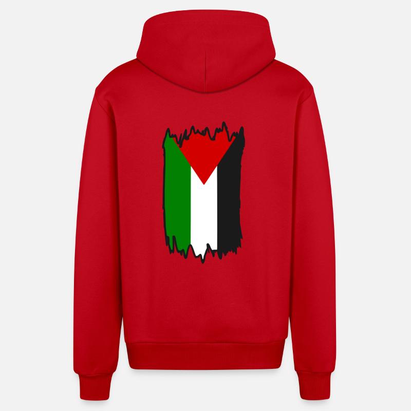 Free palestine - Veste à capuche bio décontractée fabriquée en UE - rouge