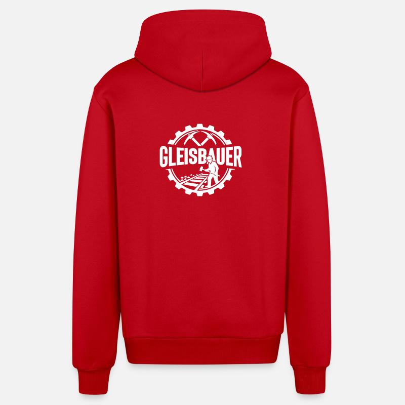 Gleisbauer Baustelle Eisenbahn - Organic Relaxed Kapuzenjacke Made in EU - Rot