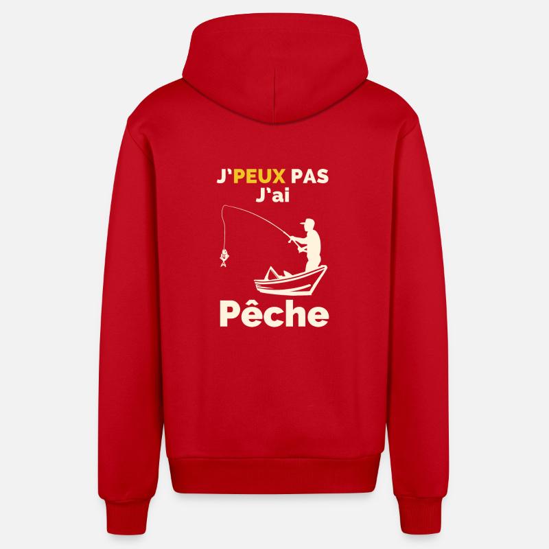J'Peux pas j'ai pêche - Veste à capuche bio décontractée fabriquée en UE - rouge