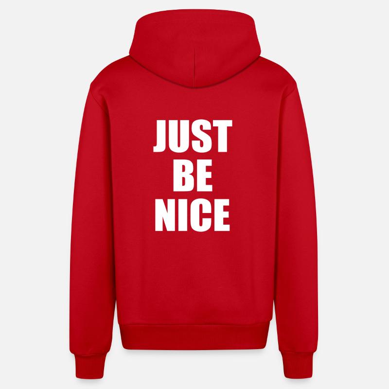 Just be nice - Veste à capuche bio décontractée fabriquée en UE - rouge
