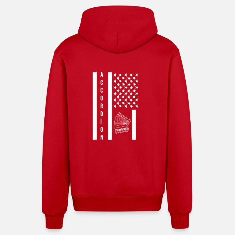 Accordéon - Veste à capuche bio décontractée fabriquée en UE - rouge
