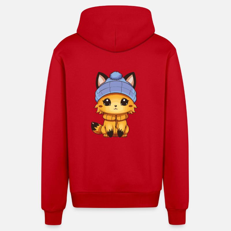 Bande dessinée Fox - Veste à capuche bio décontractée fabriquée en UE - rouge