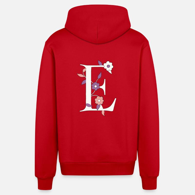 Buchstabe E Monogramm Retro - Organic Relaxed Kapuzenjacke Made in EU - Rot