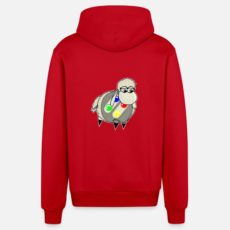 Wolly Sheepling Retro Pad - Organic Relaxed Hooded Jacket Made in EU - red