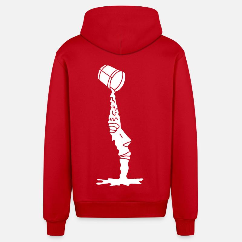 A new white face - Organic Relaxed Hooded Jacket Made in EU - red