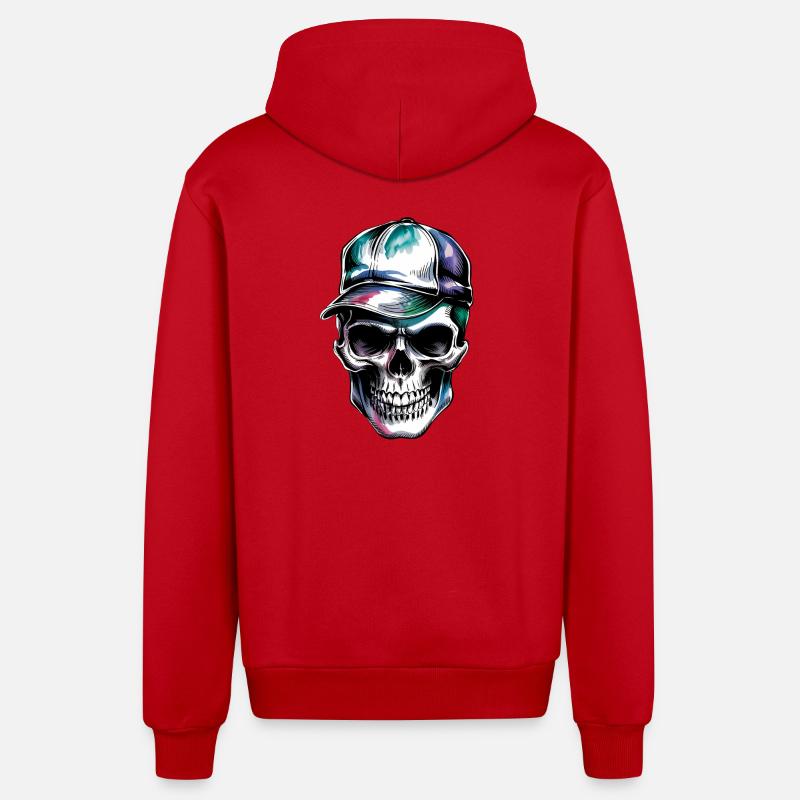 Crâne avec capuchon - Veste à capuche bio décontractée fabriquée en UE - rouge