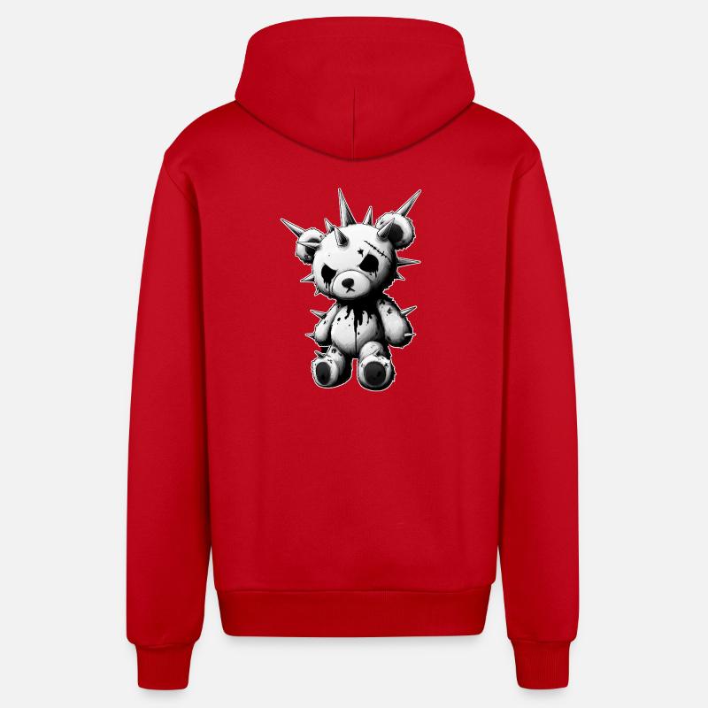 Teddy Gothic à pointes - Veste à capuche bio décontractée fabriquée en UE - rouge