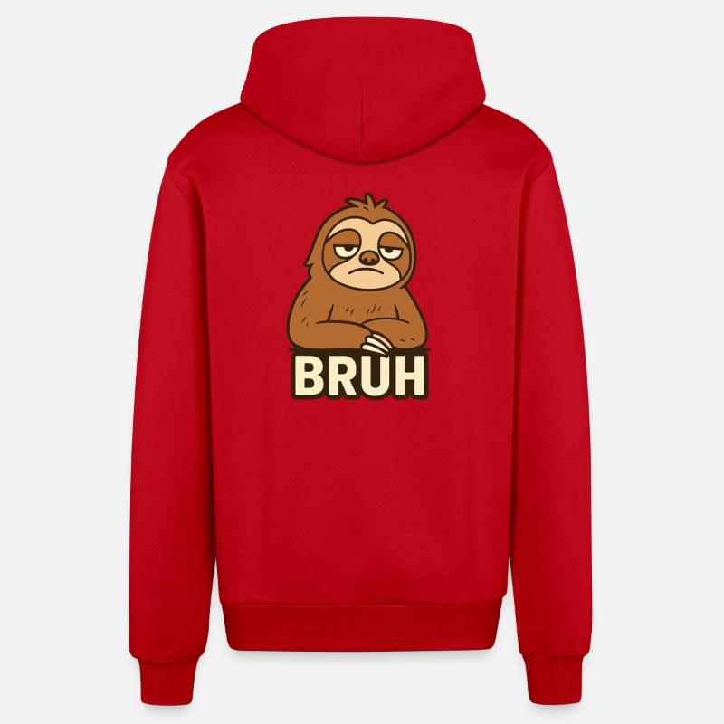 Conception de t-shirt décontracté Sloth Expression - Veste à capuche bio décontractée fabriquée en UE - rouge