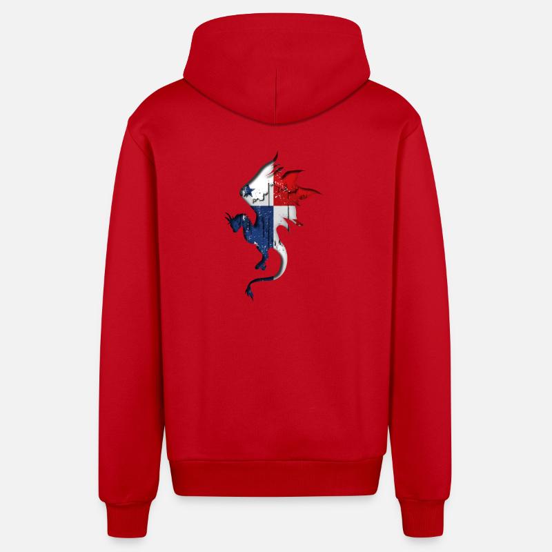 Drapeau du Panama - Silhouette de dragon - Veste à capuche bio décontractée fabriquée en UE - rouge