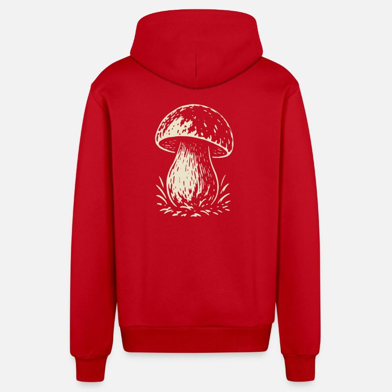 Cueilleur de cèpes - champignons - dicton - Veste à capuche bio décontractée fabriquée en UE - rouge